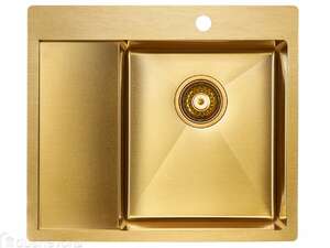 Мойка для кухни нержавеющая Paulmark AISI201 Flank PM225951-BGR брашированное золото правая 59 см