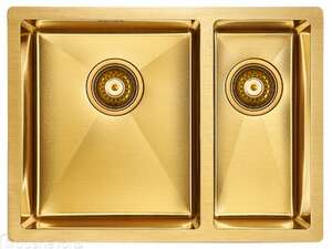 Мойка для кухни нержавеющая Paulmark AISI201 Zusat PM225944-BGL брашированное золото левая 59 см
