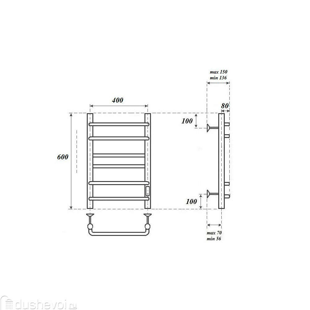 Полотенцесушитель электрический Point Сатурн 60x43 PN90846W белый купить в  Королеве - цена 10357 руб в интернет-магазине сантехники Dushevoi.ru