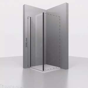 Боковая стенка RGW Z-050-3B 80х200 см для душевой двери, профиль черный, стекло прозрачное 6 мм