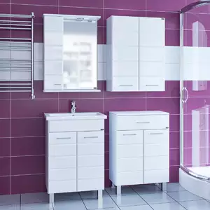 Мебель для ванной комнаты СанТа Омега 60 см 2 дверцы, напольная белая
