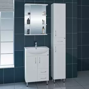 Мебель для ванной комнаты СанТа Уют 55 см 2 ящика и дверцы, напольная белая