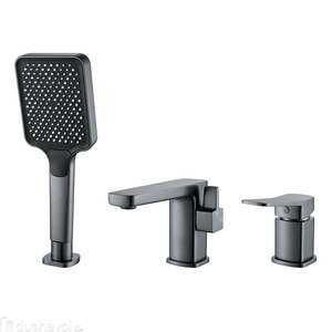 Смеситель для ванны c душевой лейкой Shevanik S9912T с душевой лейкой, оружейная сталь