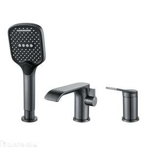 Смеситель на борт ванны с душевой лейкой Shevanik S4112T оружейная сталь