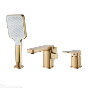 Смеситель на борт ванны с душевой лейкой Shevanik S9912G золотой сатин