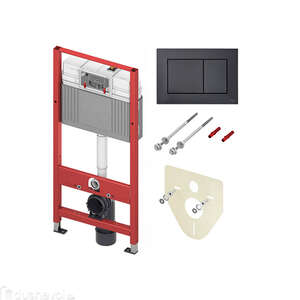 Комплект инсталляции 4в1 Tece TECEBase 9400414, шпильки к стене, звукоизоляция и клавиша черный матовый