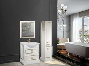 Комплект мебели Tessoro Foster 80 белый с патиной золото, напольный