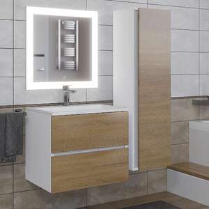 Мебель для ванной комнаты Uperwood Barsa 60 см белая, дуб сонома