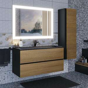 Мебель для ванной комнаты Uperwood Upd Barsa 100 см подвесная, черная с коричневым