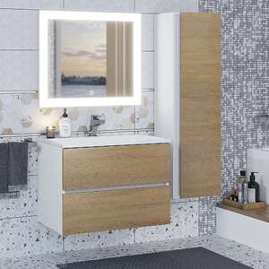 Мебель для ванной комнаты Uperwood Upd Barsa 70 см подвесная, белая с коричневым