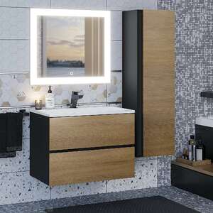 Мебель для ванной комнаты Uperwood Upd Barsa 70 см подвесная, черная с коричневым