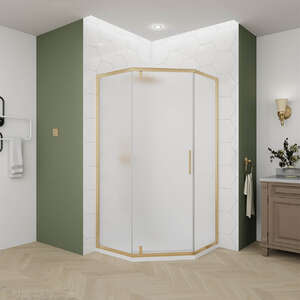 Душевой уголок Veconi Ottimo P10 G 80x80 OP10G-8080-07-C9 стекло матовое, профиль брашированное золото