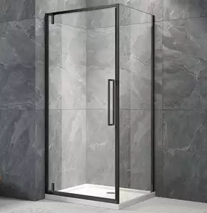 Душевой уголок Veconi 70х70 RV-033B распашная дверь, стекло прозрачное, профиль черный