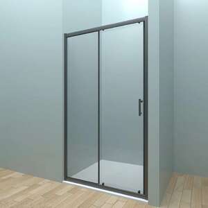 Душевая дверь Veconi 130х190 VN72 раздвижная, стекло прозрачное, профиль черный
