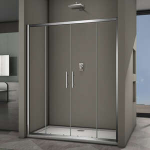 Душевая дверь Veconi 160х190 VN-62 раздвижная, стекло прозрачное, профиль хром