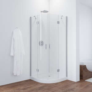 Душевой уголок Vegas-Glass 100x100 AFS NOVO 100 07 01 профиль матовый хром, стекло прозрачное