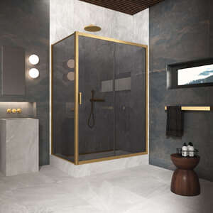 Душевой уголок Vegas-Glass 120x90 ZP+ZPV Protec 120*90 03 07 профиль золото матовое, стекло графит