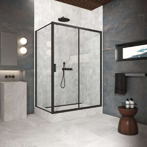 Душевой уголок Vegas-Glass 120x90 ZP+ZPV Protec h1900 120*90 02М 01 профиль черный матовый, стекло прозрачное