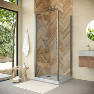Душевой уголок Vegas-Glass EP-Fis NOVO h2000 80*80 04 01 L  профиль никель, стекло прозрачное