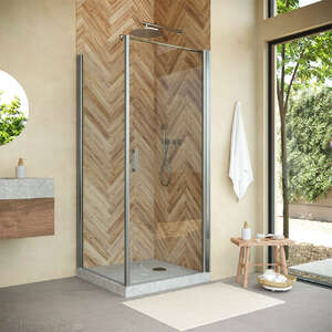 Душевой уголок Vegas-Glass EP-Fis NOVO h2000 80*80 04 01 R  профиль никель, стекло прозрачное