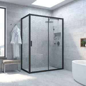 Душевой уголок Vegas-Glass ZP+ZPV TUR+NOVO 100x80 ZP+ZPV NOVO h2000 100*80 02М 01 профиль черный матовый, стекло прозрачное