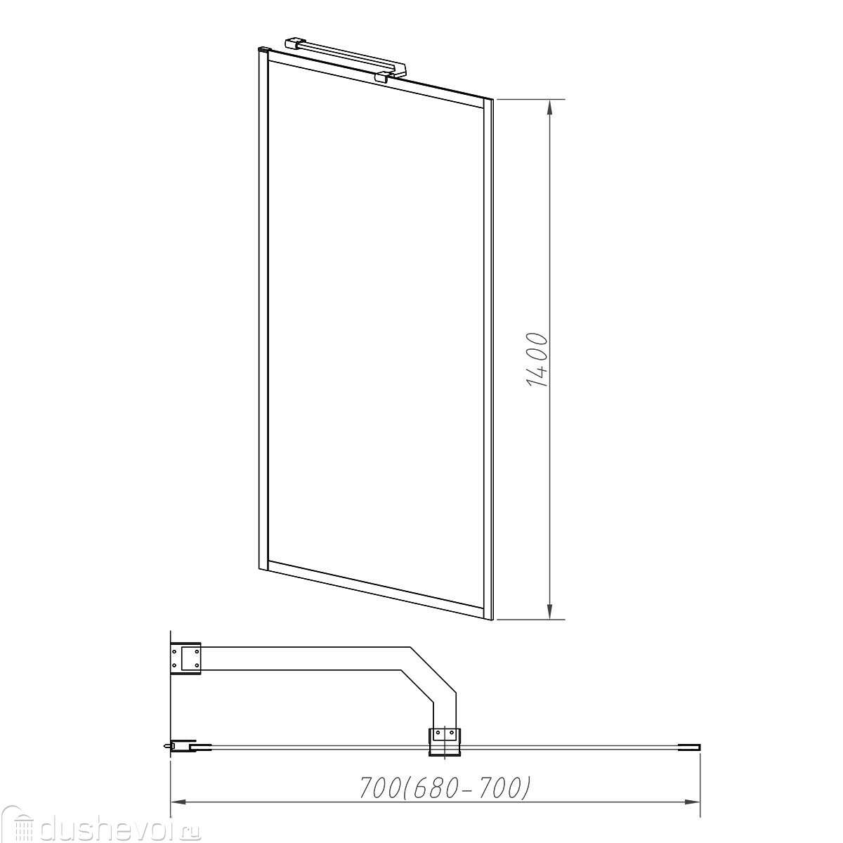 Шторка для ванны Vincea 70x140 VSB-41700FLB стекло рифленое, профиль черный  купить в Краснодаре - цена 13810 руб в интернет-магазине сантехники  Dushevoi.ru