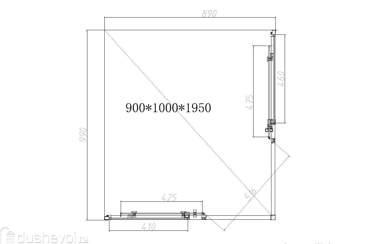 Душевой уголок Vincea Slim-N 100x90 VSS-4SN9010CLB стекло прозрачное,  профиль черный купить в Ханты-Мансийске - цена 31480 руб в  интернет-магазине сантехники Dushevoi.ru