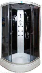 Душевая кабина Водный мир 90х90 ВМ-881 стандарт стекло тонированное, задняя стенка черная, профиль хром