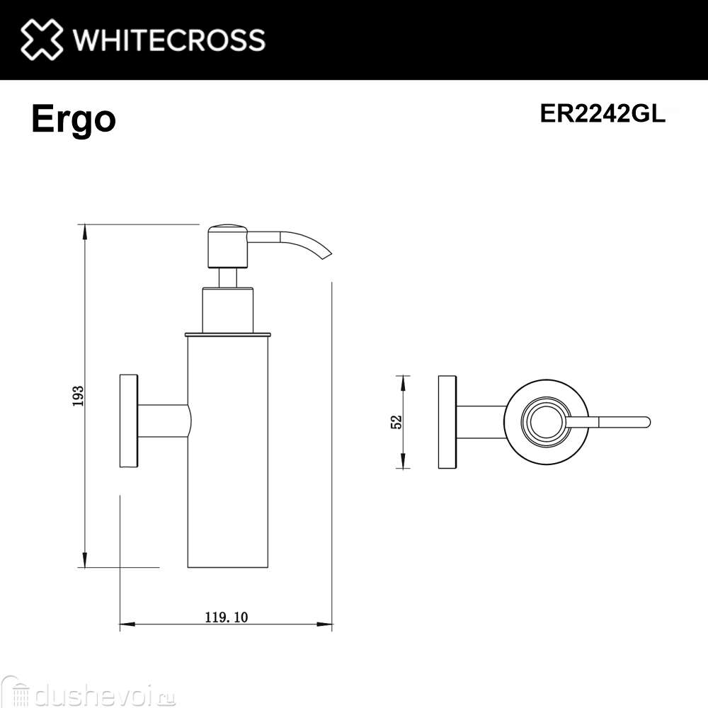 Дозатор для жидкого мыла Whitecross Ergo ER2242GL золото купить в Перми -  цена 9190 руб в интернет-магазине сантехники Dushevoi.ru