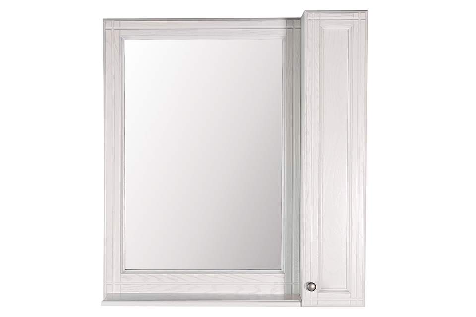 Зеркало со шкафчиком ASB-Woodline Берта 85 подвесное, белый (патина серебро)