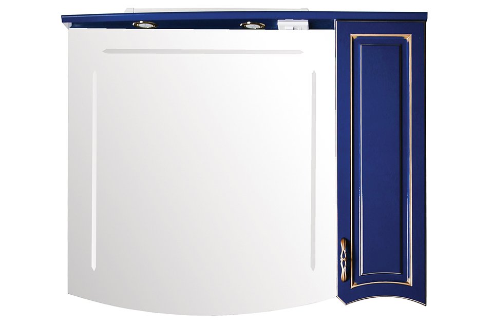 Зеркало со шкафчиком ASB-Woodline Зеркало  Эмили 105 синий (патина золото) 11077