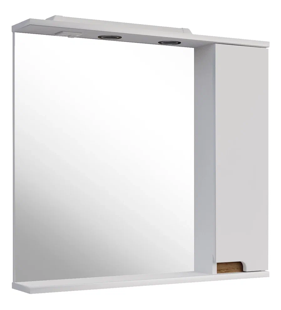 Зеркальный шкаф с подсветкой ASB-mebel Вита 80 см 9901 белый, дуб золотой зеркальный шкаф azario