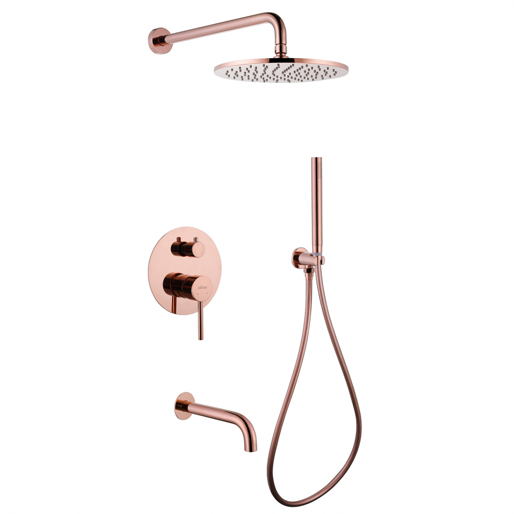 Встраиваемая душевая система Abber Wasser Kreis AF8117RG розовое золото, с изливом для ванны