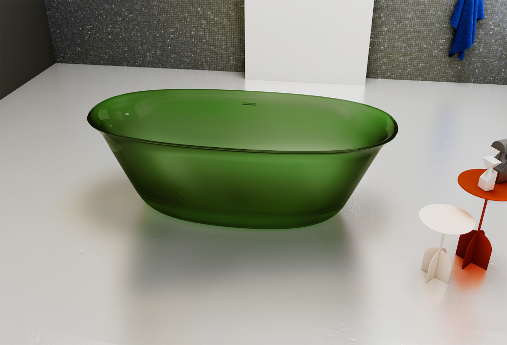 Ванна из полиэфирной смолы Abber Kristall 170x75 AT9707Emerald прозрачная, зеленая ванна из полиэфирной смолы abber