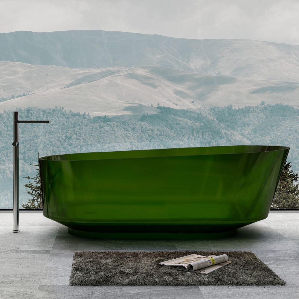 Ванна из полиэфирной смолы Abber Kristall 170x80 AT9706Emerald прозрачная, зеленая ванна из полиэфирной смолы abber