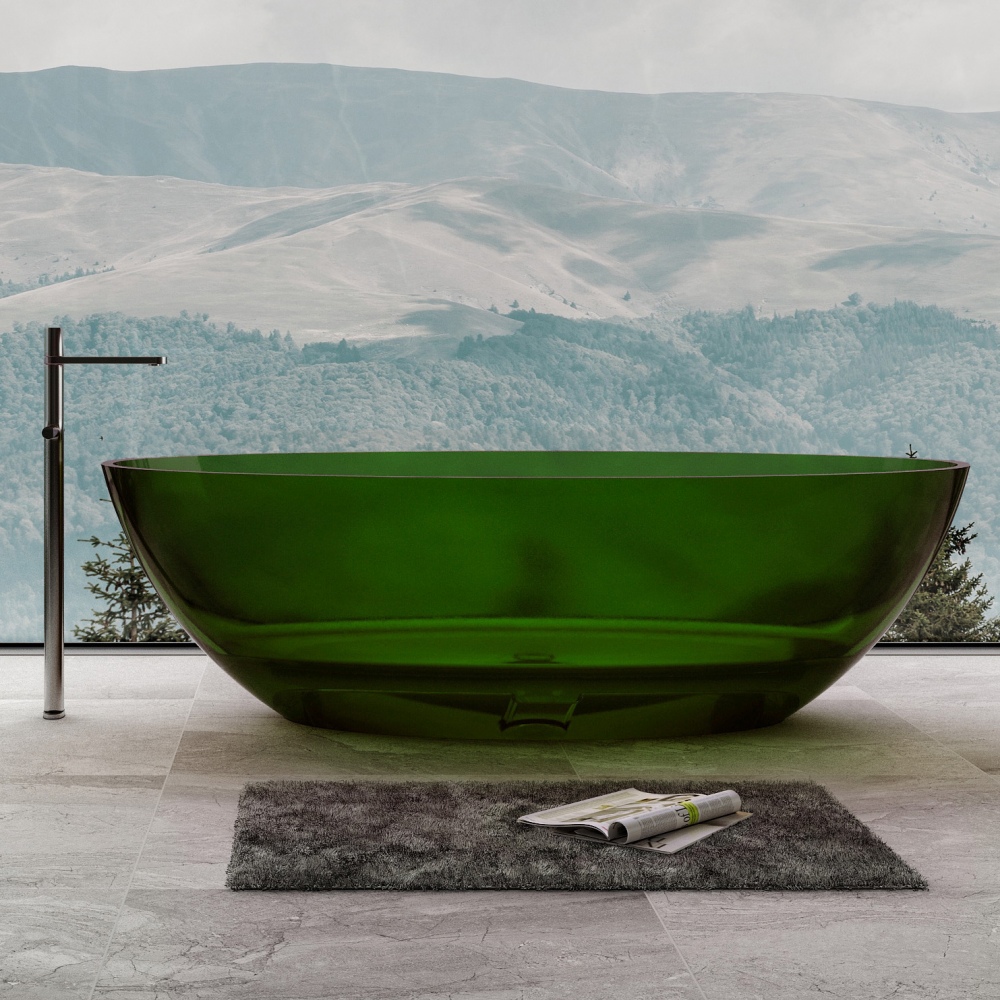 Ванна из полиэфирной смолы Abber Kristall 180x85 AT9702Emerald прозрачная, зеленая