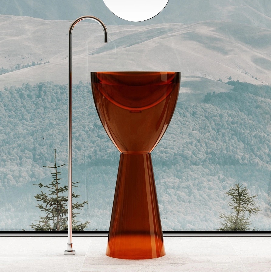ваза напольная элиза геометрия 60 см коричневая Раковина напольная Abber Kristall 45 см AT2703Opal коричневая