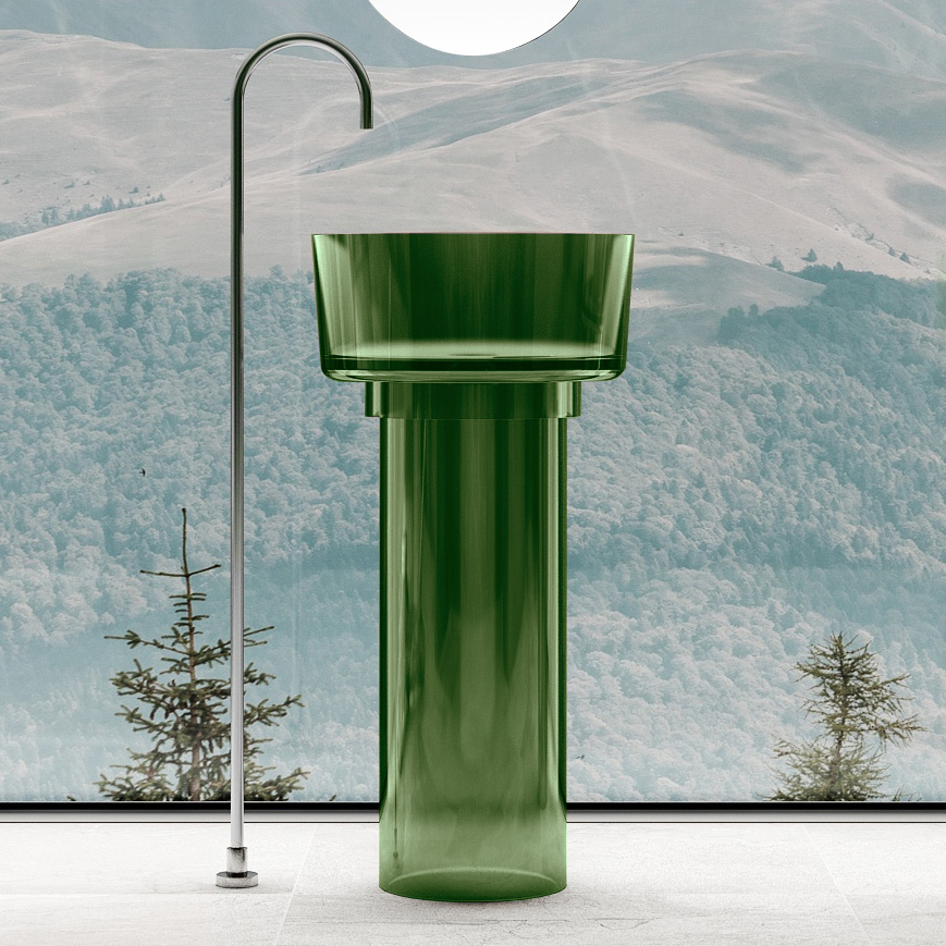 Раковина напольная Abber Kristall 45 см AT2702Emerald-H зеленая, с отверстием для монтажа у стены корзинка для луковичных круглая d 30 см h 6 см зеленая