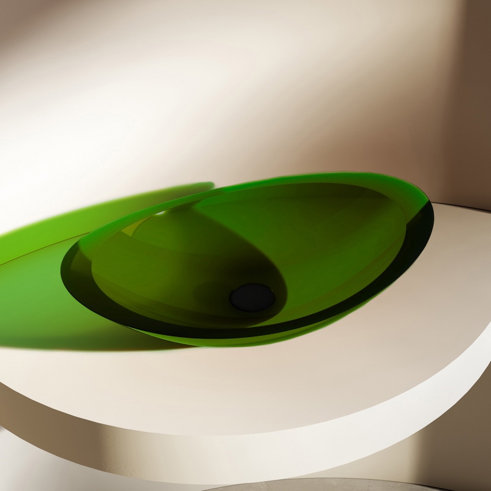 Раковина накладная Abber Kristall 60 см AT2808Emerald зеленая, цвет зеленый - фото 1