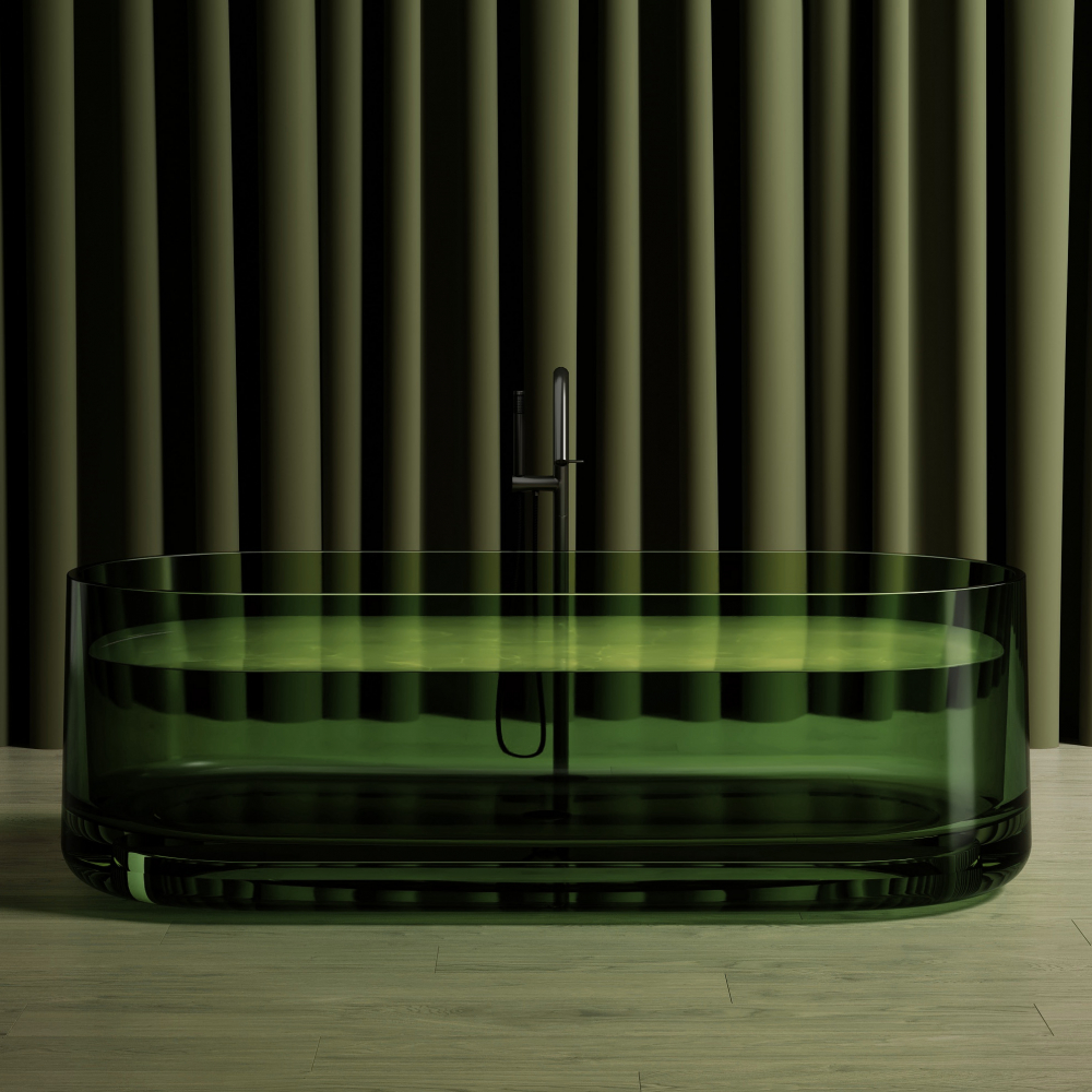 Ванна из полиэфирной смолы Abber Kristall 170х75 AT9708Emerald прозрачная, зеленая щетка на руку для шерсти прозрачная 12 х 8 5 см зеленая