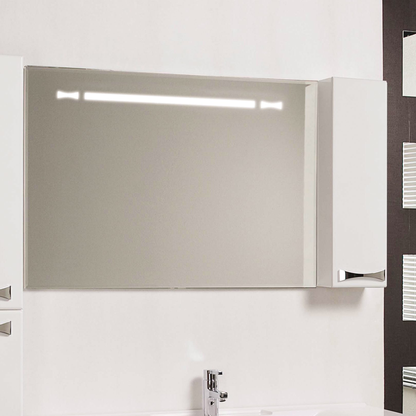 Зеркало со шкафчиком Акватон Диор 120 R белое зеркало диор с фоновой подсветкой с черной окантовкой 700х1000