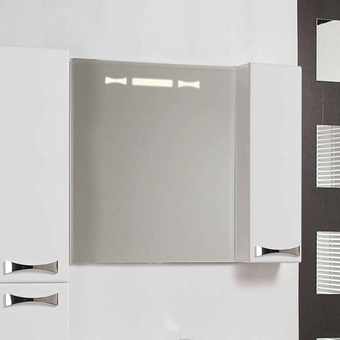 Зеркало со шкафчиком Акватон Диор 80 R белое зеркало диор с фоновой подсветкой с черной окантовкой 700х1000