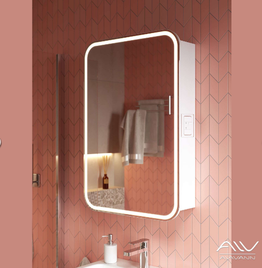 Зеркальный шкаф с подсветкой Alavann Lana 55 см белый зеркальный шкаф vigo