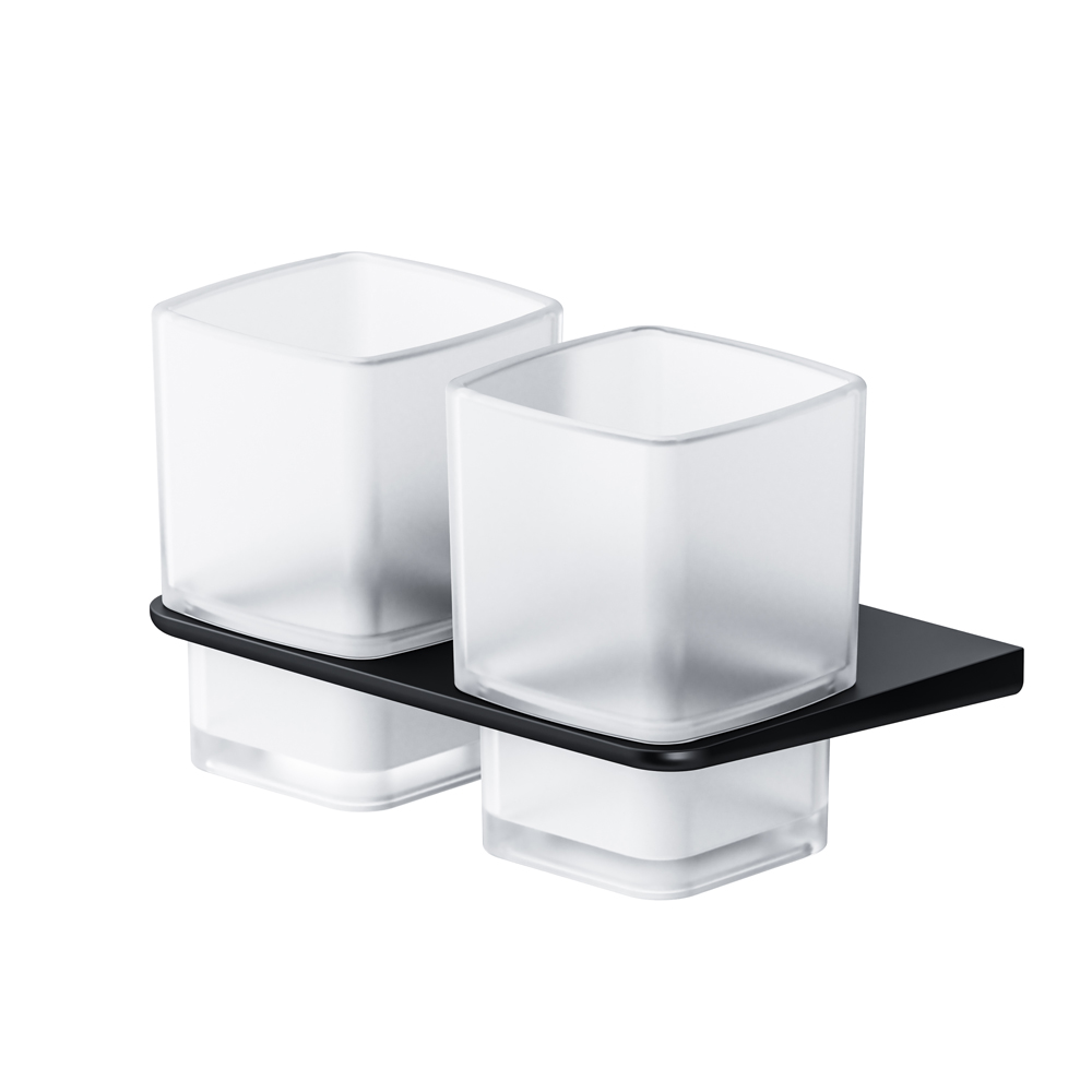 стеклянный стакан для туалетного ершика solinne 2522 023 Двойной стеклянный стакан Am.Pm Inspire 2.0 A50A343422 черный