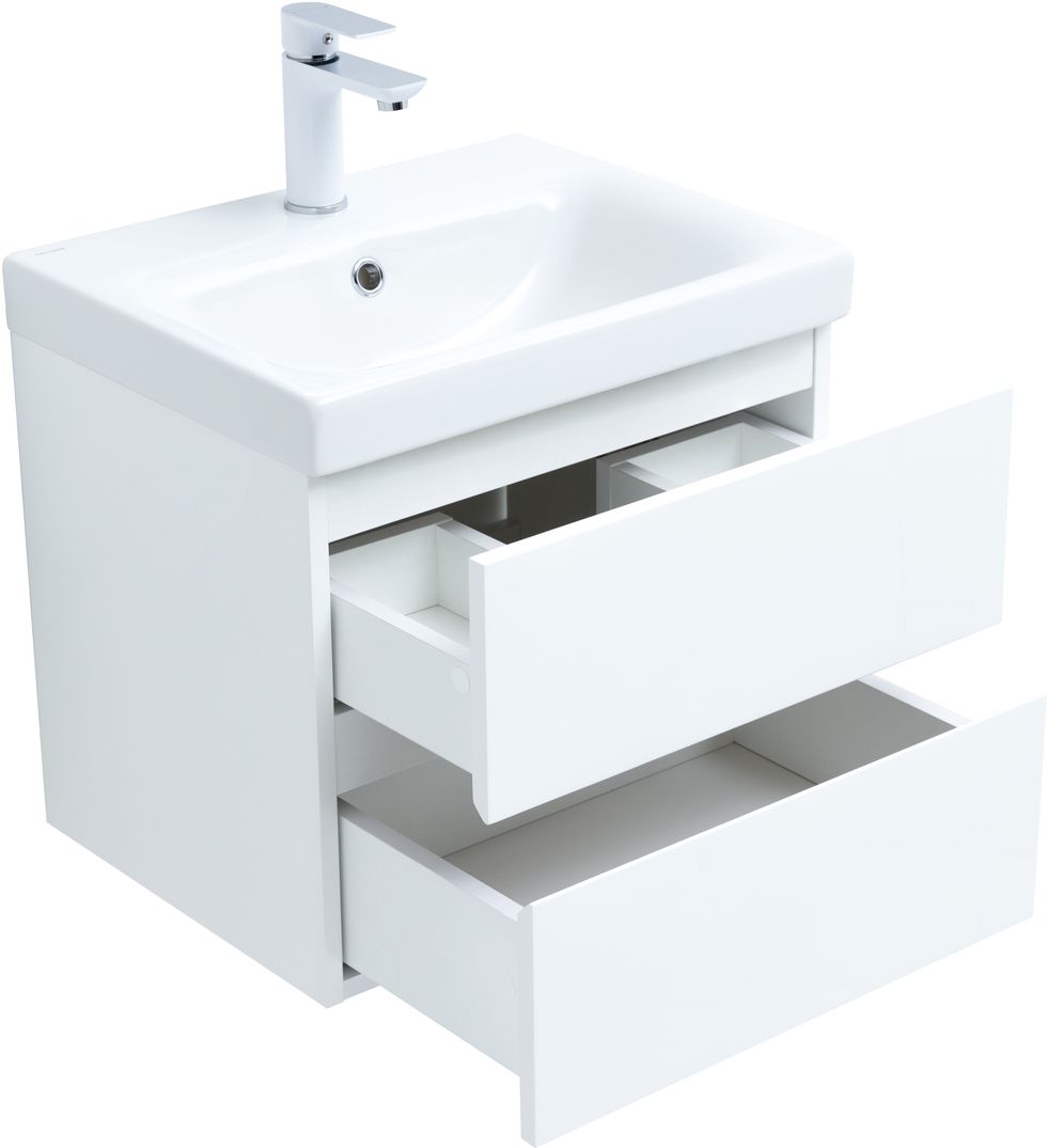 Мебель для ванной Aquanet Беркли 50 см белый глянец (2 ящика) 302347 Беркли 50 см белый глянец (2 ящика) - фото 4