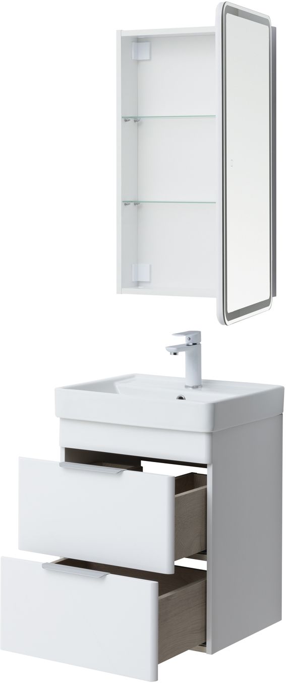 Мебель для ванной Aquanet Ирис New 50 см белый глянец (2 ящика) 310143 Ирис New 50 см белый глянец (2 ящика) - фото 5