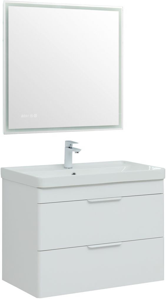 Мебель для ванной Aquanet Ирис New 80 см белый глянец (2 ящика)