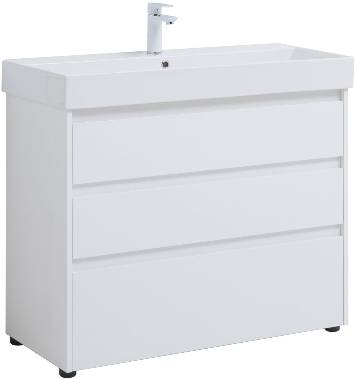 Мебель для ванной Aquanet Nova Lite 100 см белая глянцевая 3 ящика