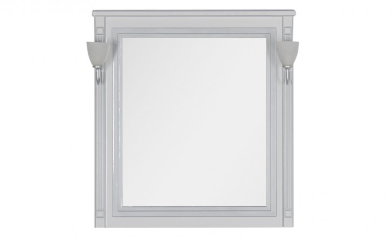 Зеркало Aquanet Паола 90 см 181769 белое с серебряной патиной
