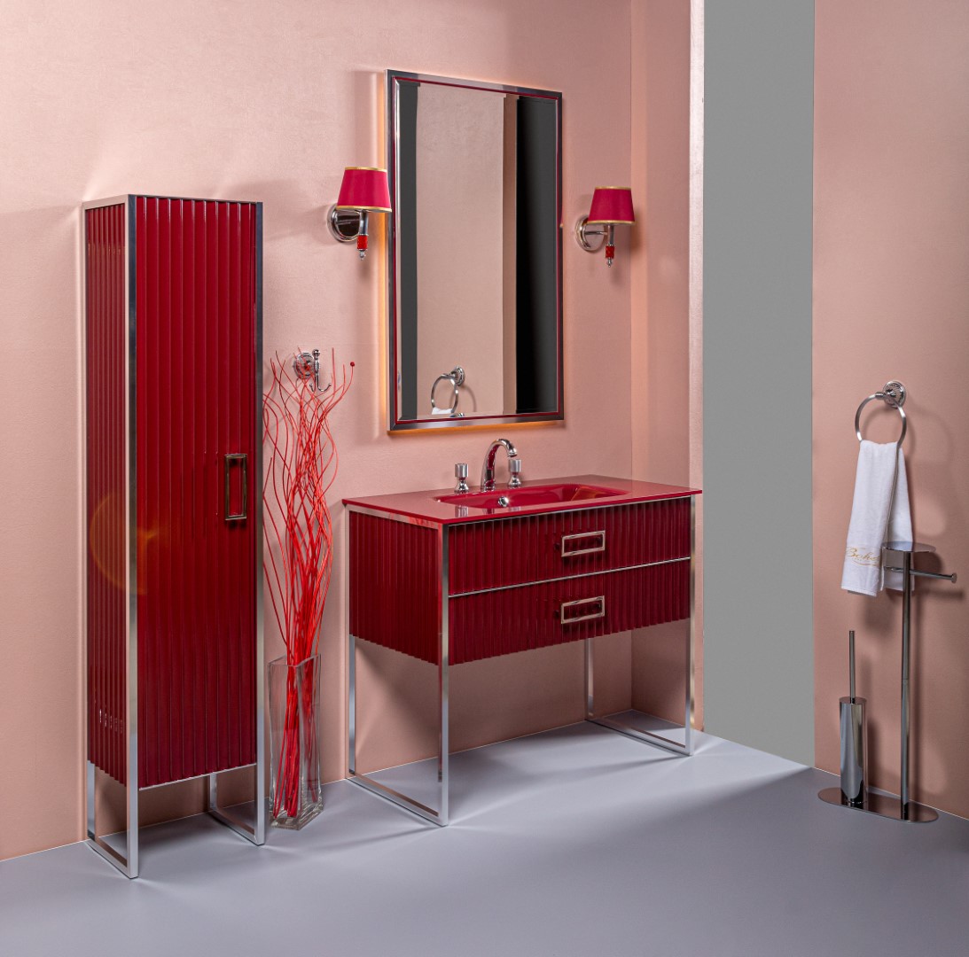 Мебель для ванной комнаты Armadi Art Monaco 100 бордо глянец/хром